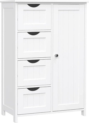 Floor Cabinet with 4 Drawers and Adjustable Shelf White LHC41W