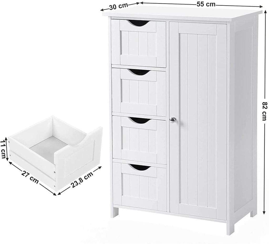 Floor Cabinet with 4 Drawers and Adjustable Shelf White LHC41W