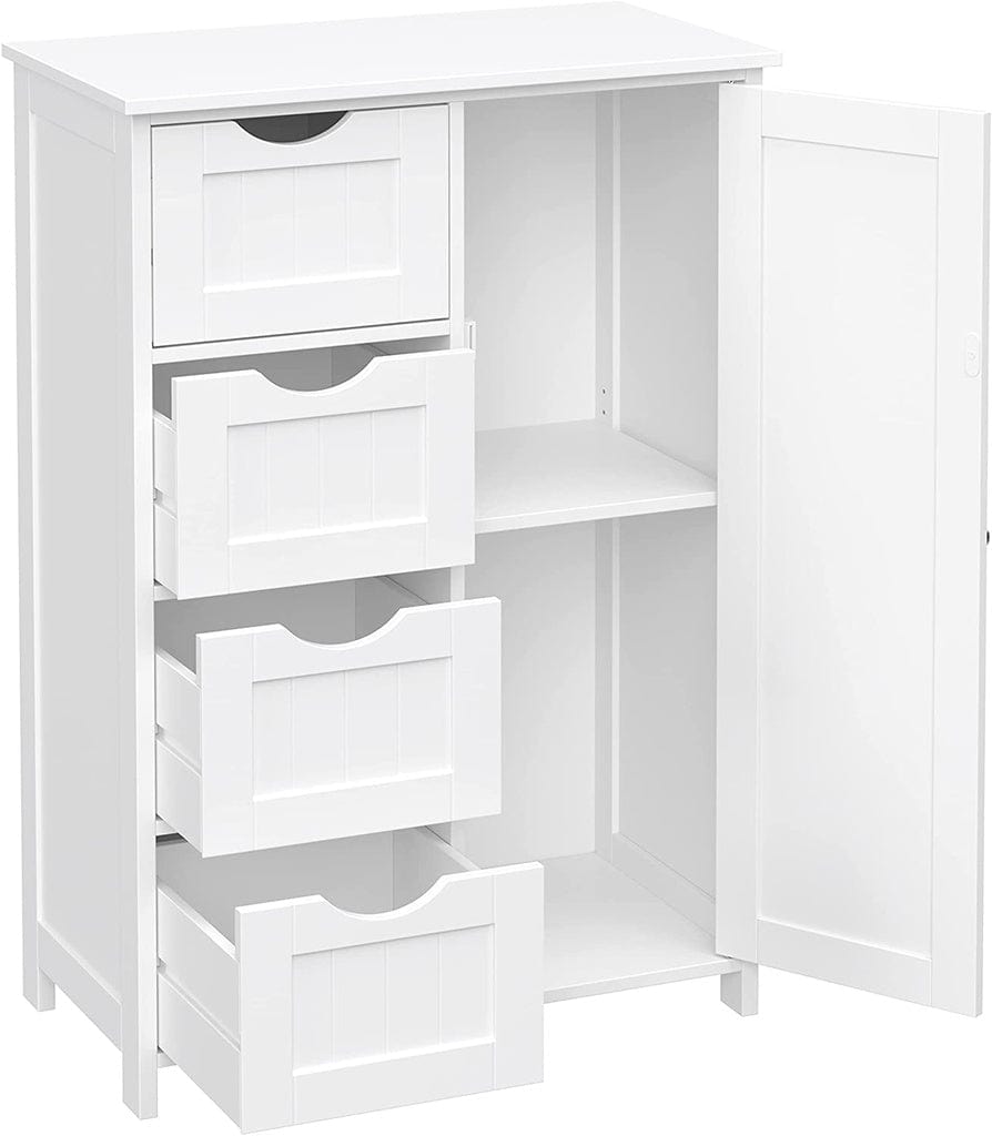 Floor Cabinet with 4 Drawers and Adjustable Shelf White LHC41W