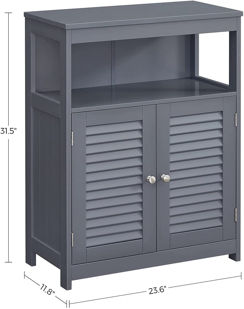Floor Cabinet with Shelf and 2 Doors Gray BBC040G01