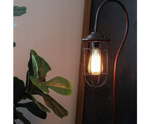 Floor Lamp with Adjustable Cage Shade Rustic in Bronze Finish