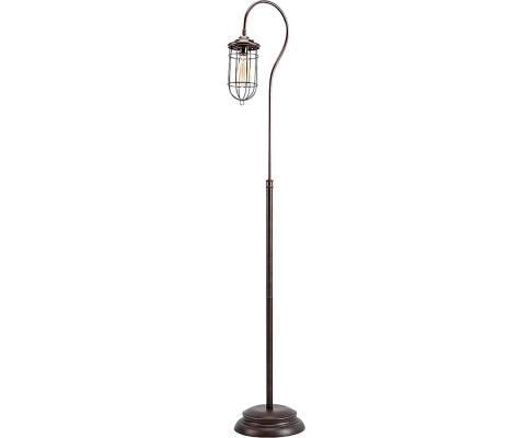 Floor Lamp with Adjustable Cage Shade Rustic in Bronze Finish