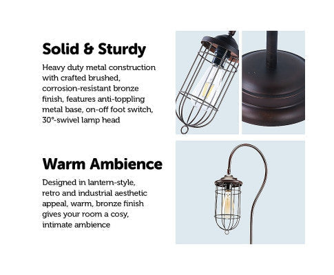 Floor Lamp with Adjustable Cage Shade Rustic in Bronze Finish