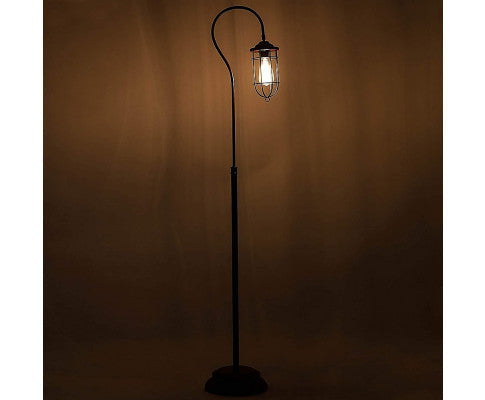 Floor Lamp with Adjustable Cage Shade Rustic in Bronze Finish