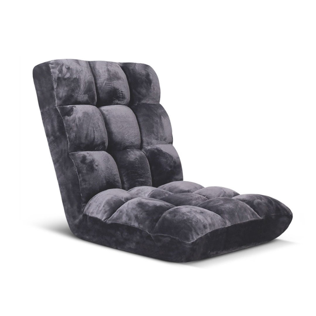 Occasional Chairs Floor Recliner Folding Lounge Sofa Futon Couch Folding Chair Cushion Grey