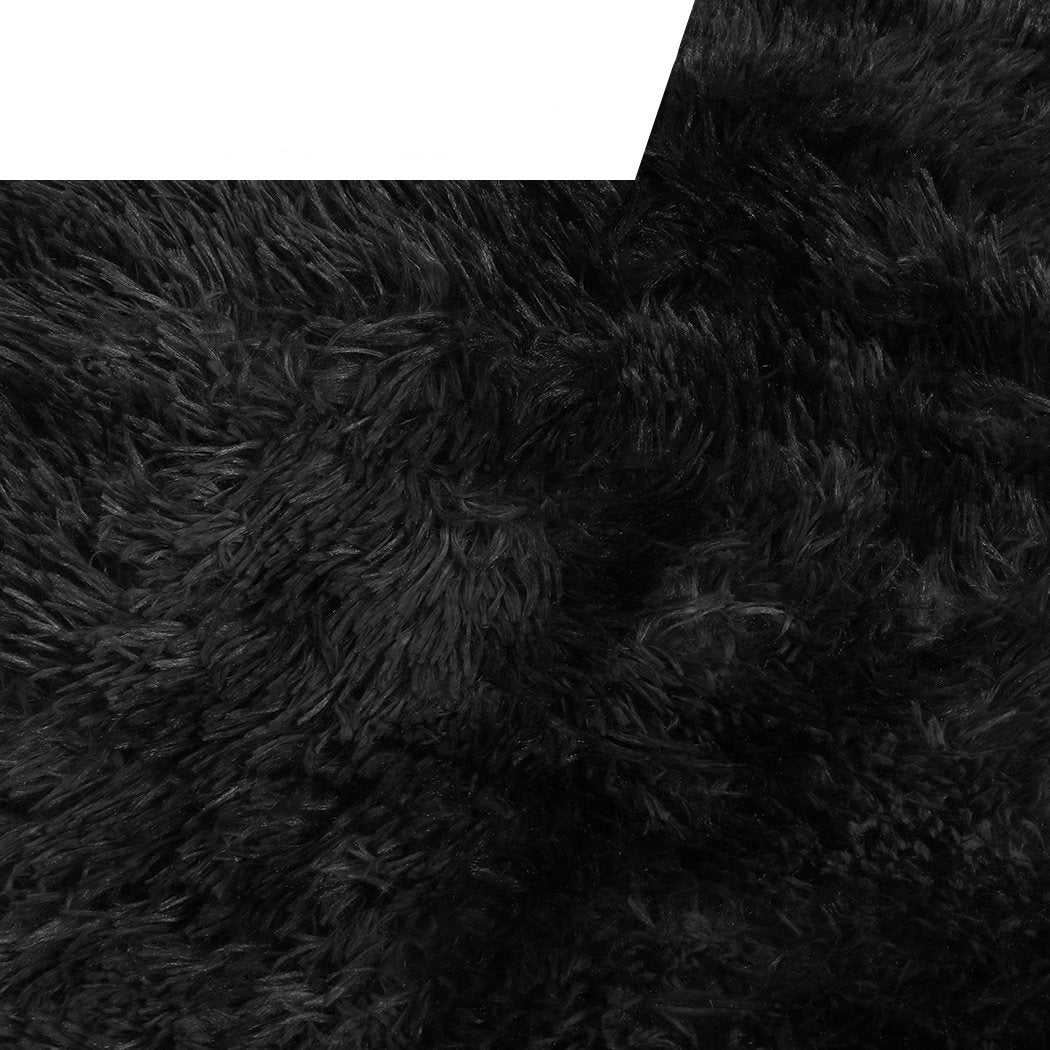 Living Room Floor Rug Shaggy Rugs Soft Large Carpet Area Tie-dyed 120x160cm Black