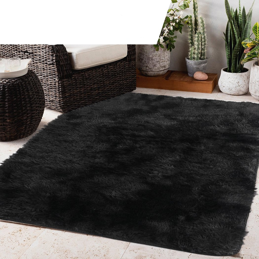 Living Room Floor Rug Shaggy Rugs Soft Large Carpet Area Tie-dyed 120x160cm Black