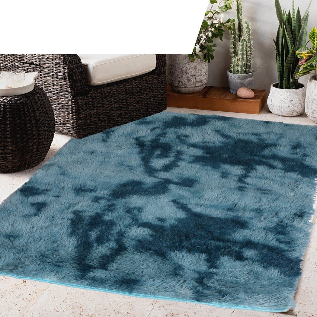 Living Room Floor Rug Shaggy Rugs Soft Large Carpet Area Tie-dyed 120x160cm Blue