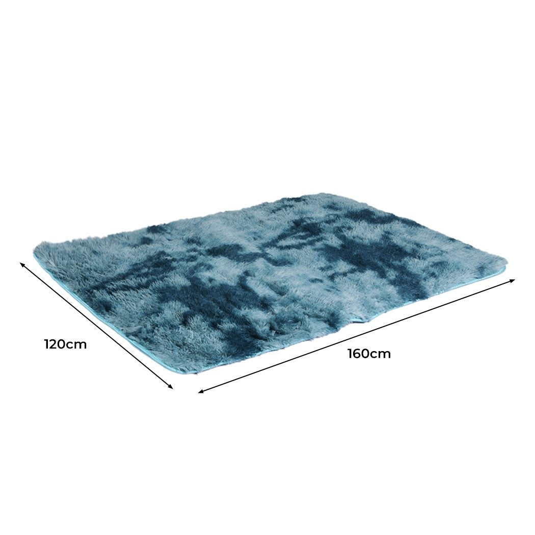 Living Room Floor Rug Shaggy Rugs Soft Large Carpet Area Tie-dyed 120x160cm Blue