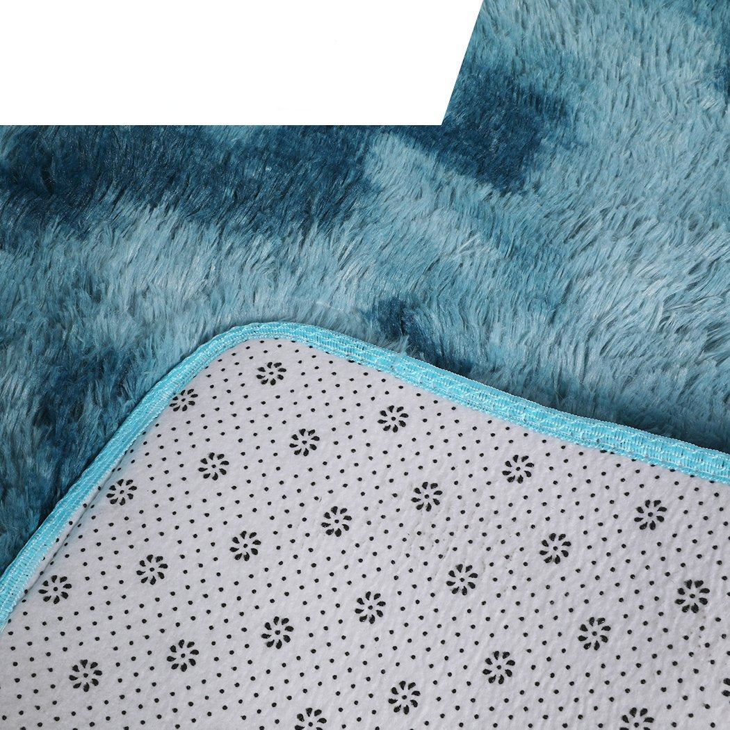 Living Room Floor Rug Shaggy Rugs Soft Large Carpet Area Tie-dyed 120x160cm Blue