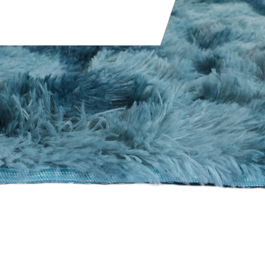 Living Room Floor Rug Shaggy Rugs Soft Large Carpet Area Tie-dyed 120x160cm Blue