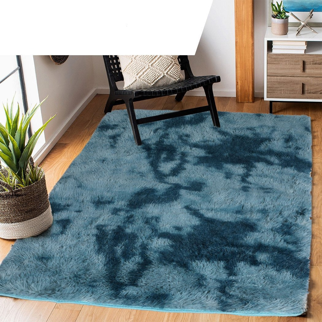 Living Room Floor Rug Shaggy Rugs Soft Large Carpet Area Tie-dyed 120x160cm Blue
