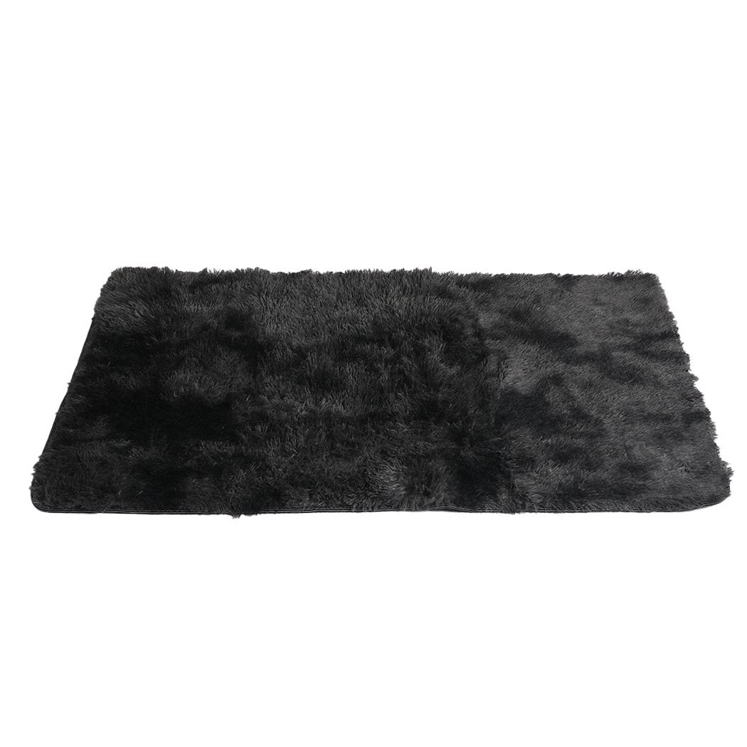 Living Room Floor Rug Shaggy Rugs Soft Large Carpet Area Tie-dyed 140x200cm Black