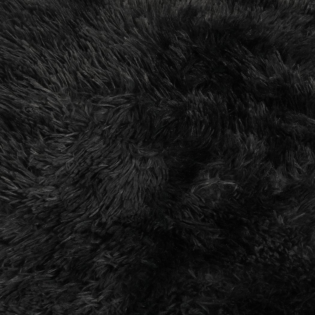 Living Room Floor Rug Shaggy Rugs Soft Large Carpet Area Tie-dyed 140x200cm Black