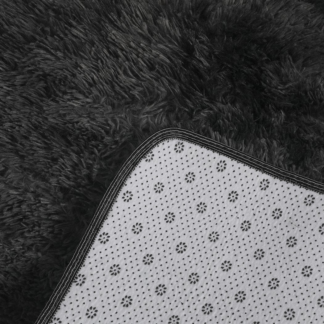 Living Room Floor Rug Shaggy Rugs Soft Large Carpet Area Tie-dyed 140x200cm Black