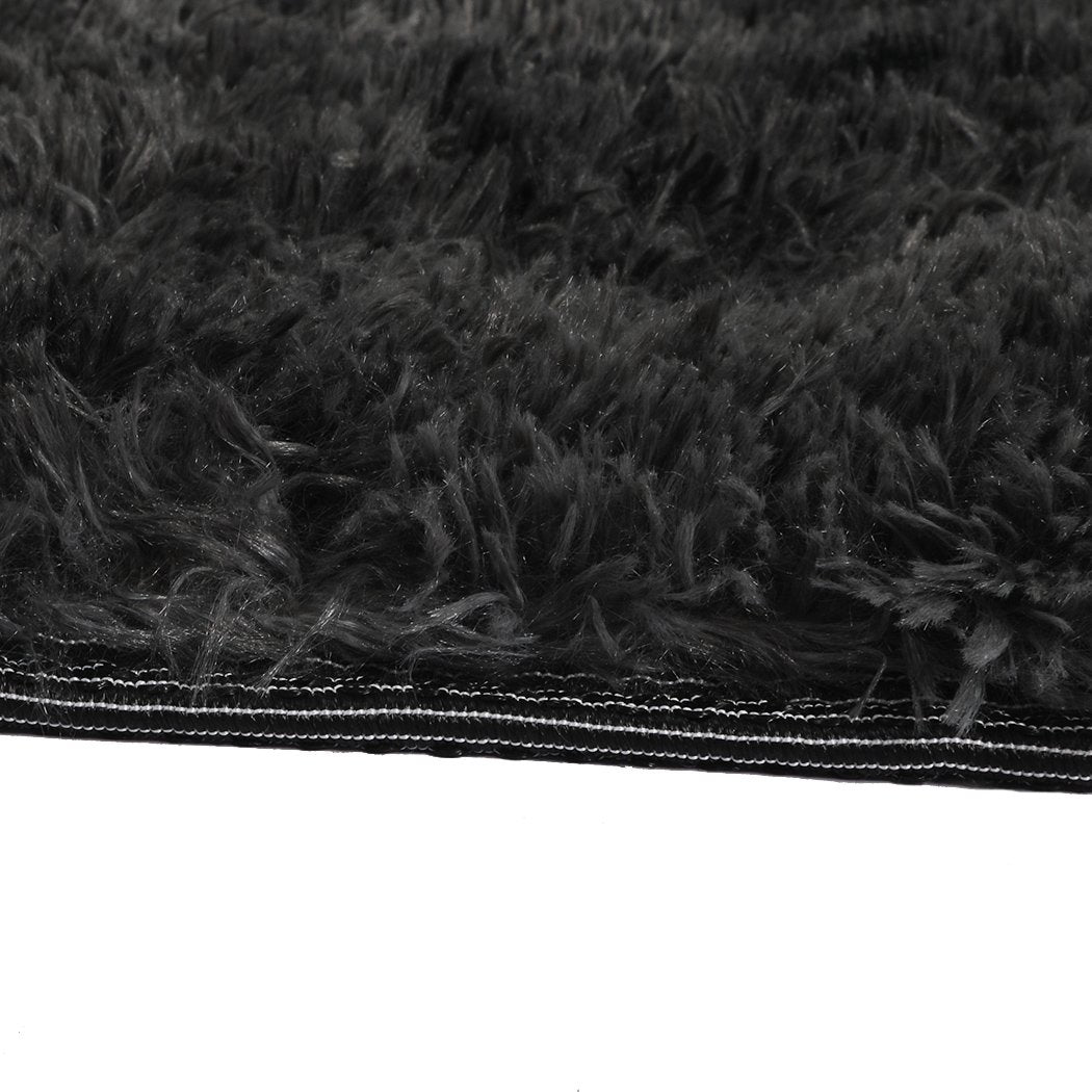 Living Room Floor Rug Shaggy Rugs Soft Large Carpet Area Tie-dyed 140x200cm Black