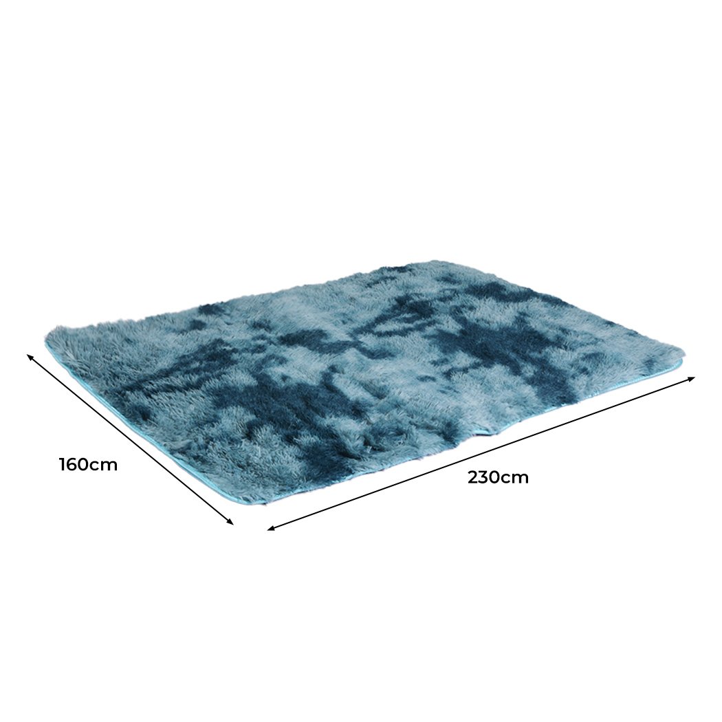 Living Room Floor Rug Shaggy Rugs Soft Large Carpet Area Tie-dyed 160x230cm Blue