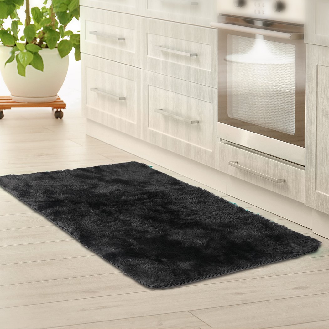 Living Room Floor Rug Shaggy Rugs Soft Large Carpet Area Tie-dyed 80x120cm Black