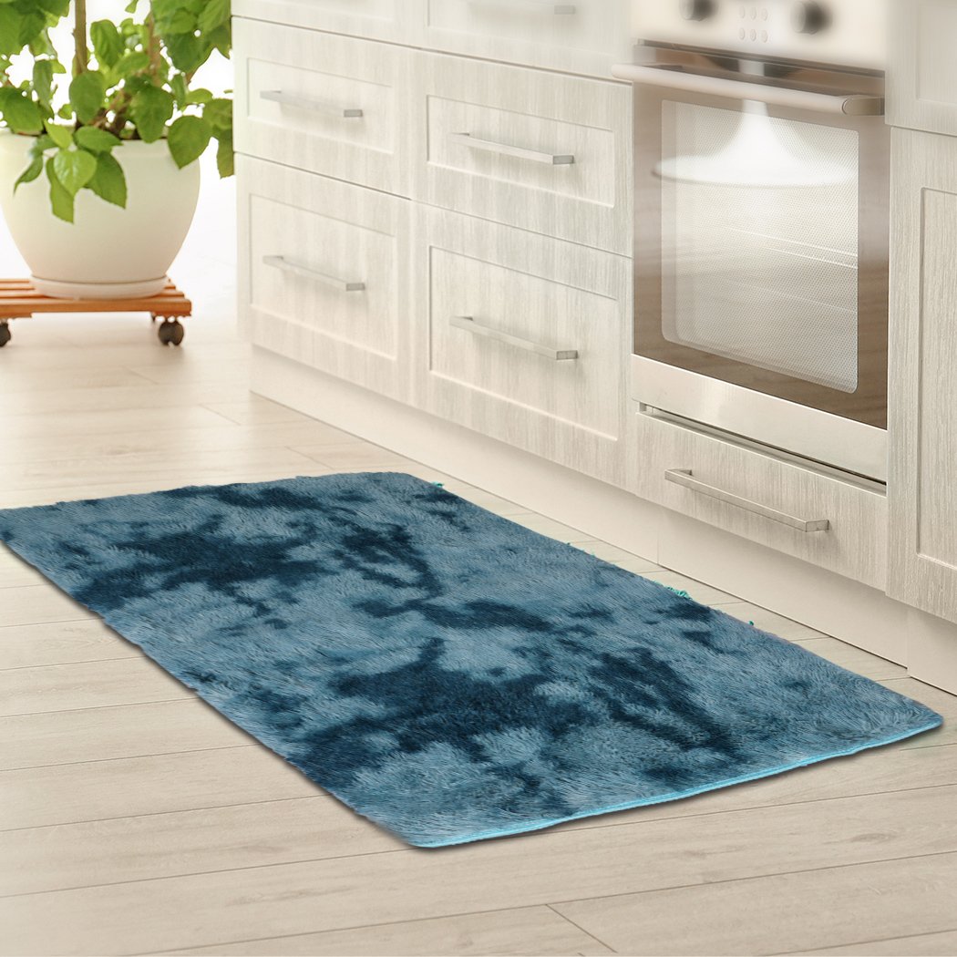 Living Room Floor Rug Shaggy Rugs Soft Large Carpet Area Tie-dyed 80x120cm Blue
