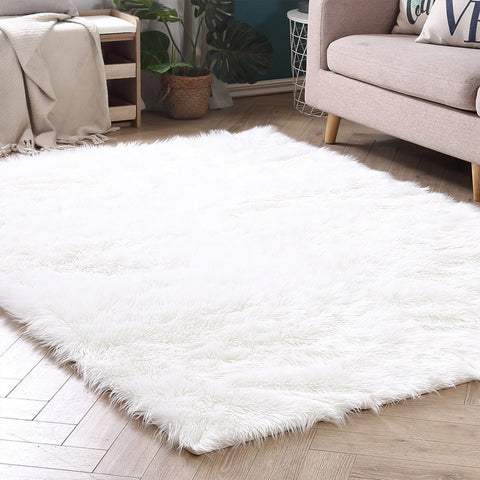 living room Floor Rugs Shaggy Rug Bedroom Mat 160X230 White