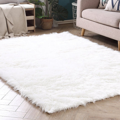 living room Floor Rugs Shaggy Rug Bedroom Mat 60X120 White