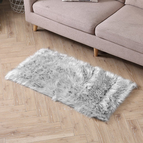 living room Floor Rugs Sheepskin Shaggy Rug Area Carpet Bedroom Living Room Mat 60X120 Grey
