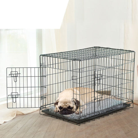 Foldable Metal Carrier Portable Kennel With Bed 36