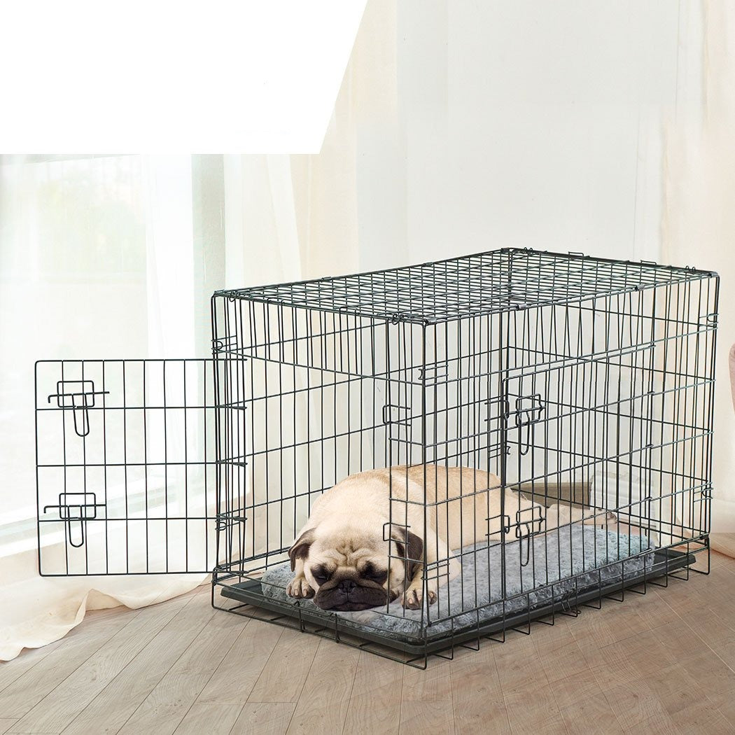 Pet Products Foldable Metal Carrier Portable Kennel With Bed 48"