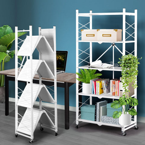 garden / agriculture Foldable Storage Bookshelf Rack-White