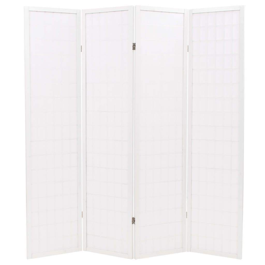 Folding 4-Panel Room Divider Japanese Style 160x170 cm White