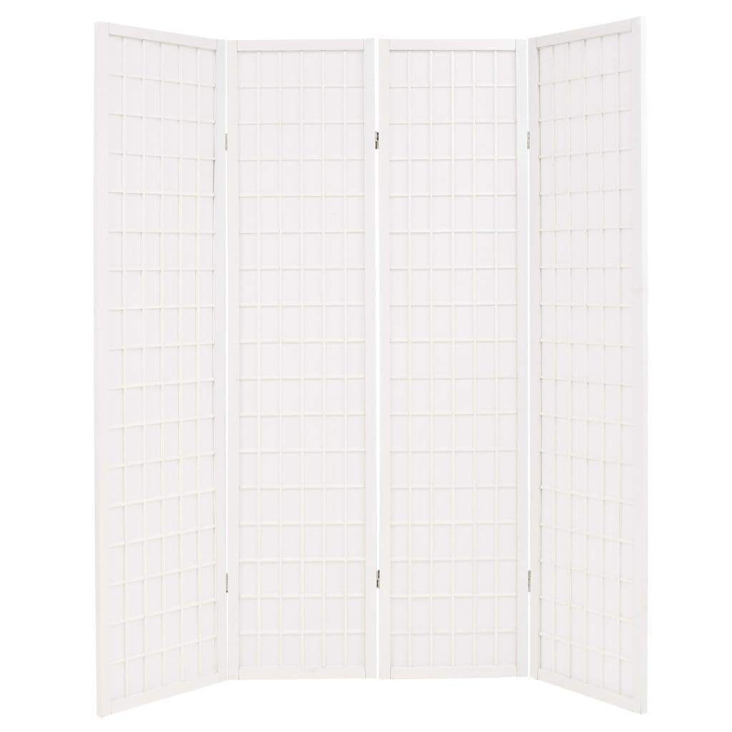 Folding 4-Panel Room Divider Japanese Style 160x170 cm White