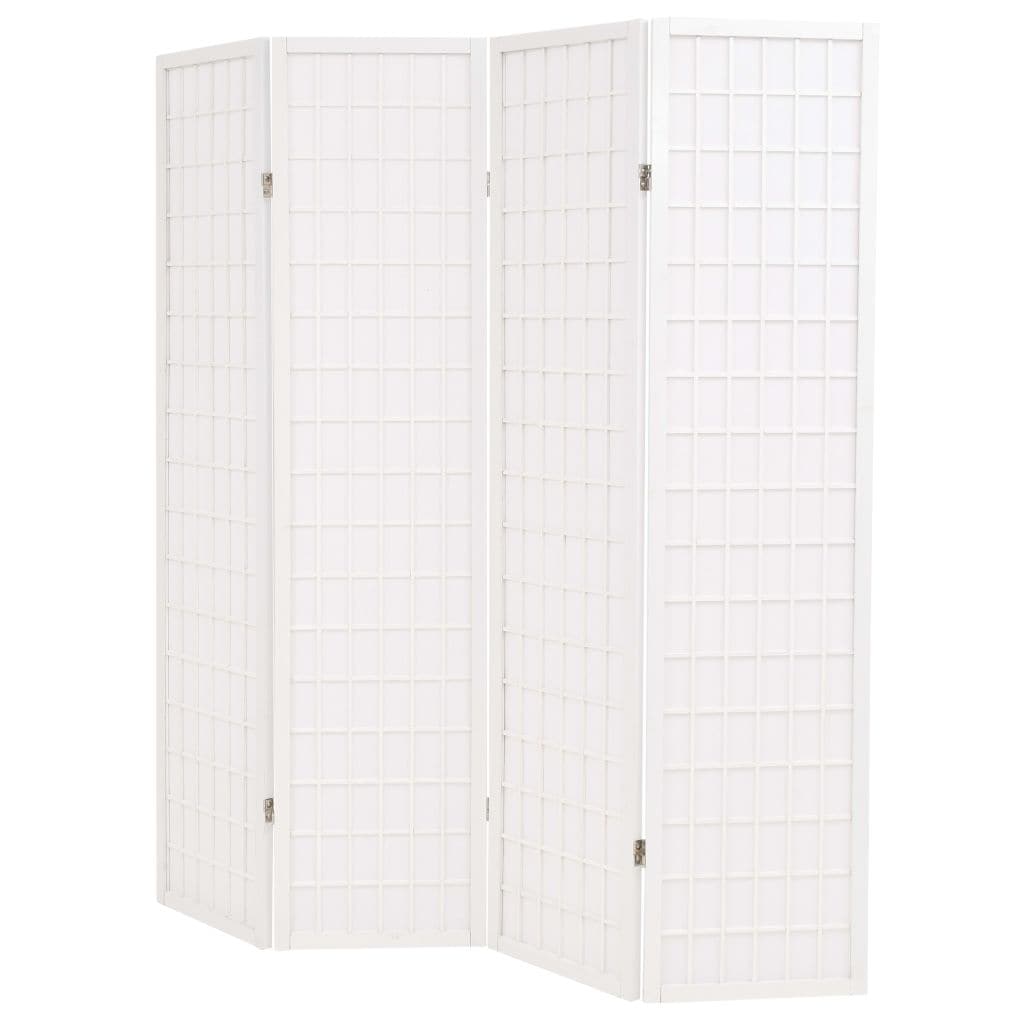 Folding 4-Panel Room Divider Japanese Style 160x170 cm White