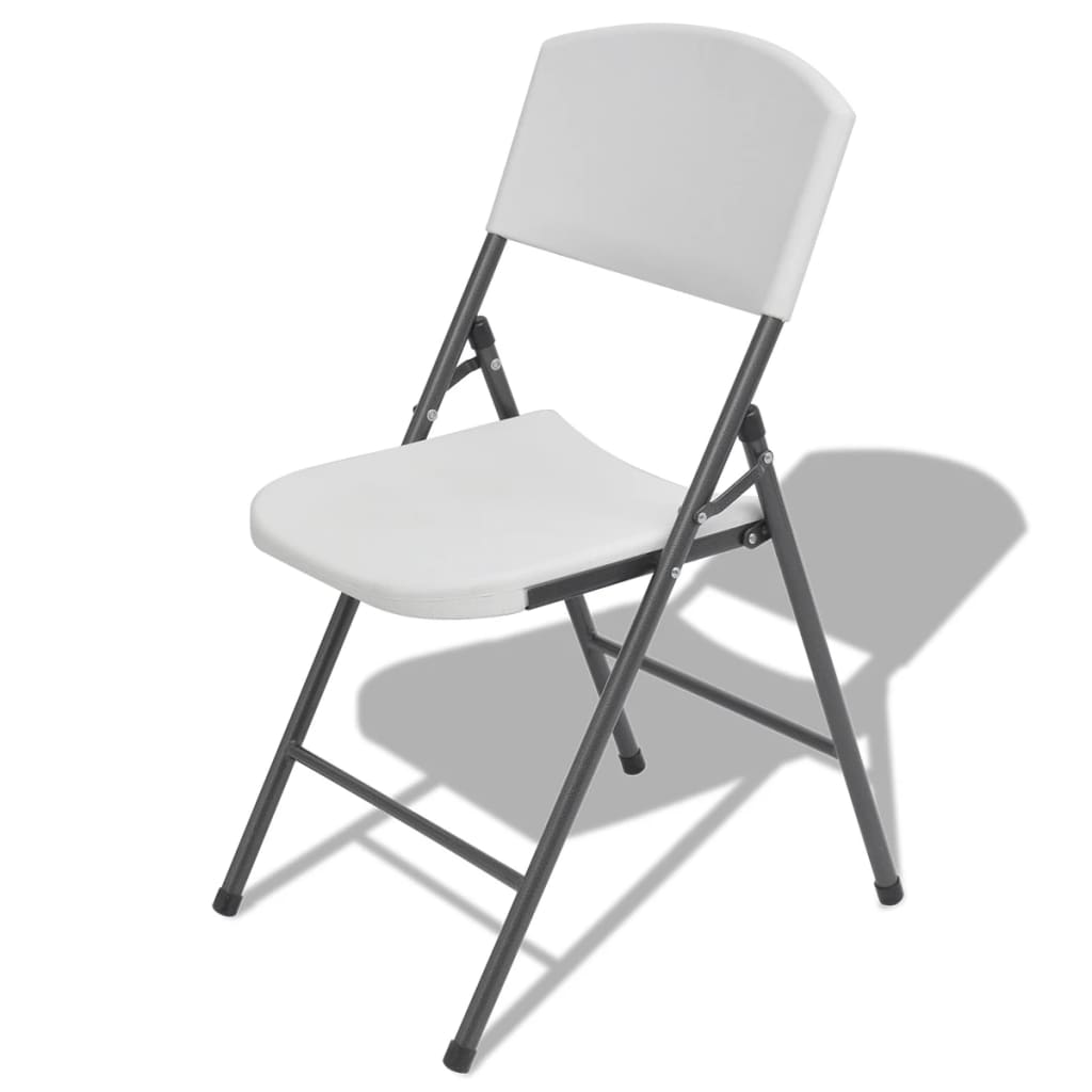 Folding Garden Chairs 4 pcs Steel and HDPE White - Simple deals