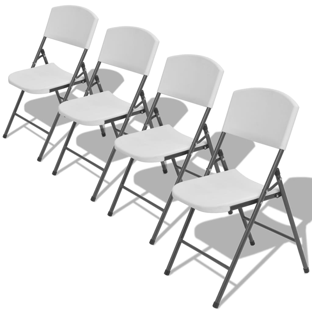 Folding Garden Chairs 4 pcs Steel and HDPE White - Simple deals