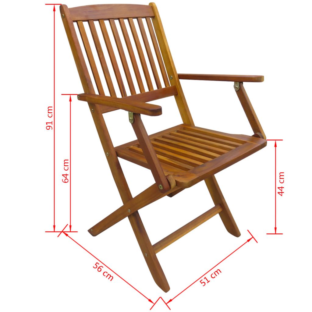 Folding Outdoor Chairs 2 pcs Solid Acacia Wood