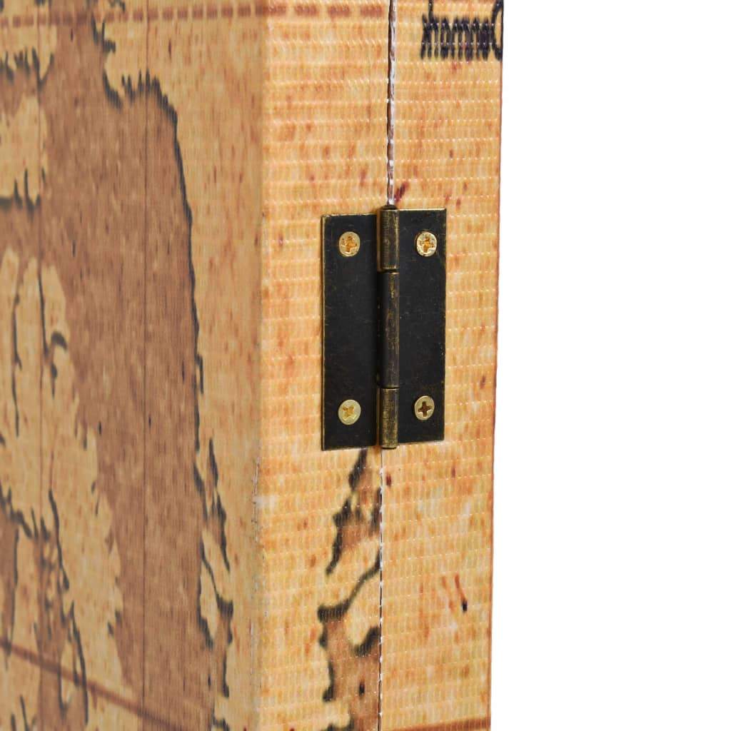 Folding Room Divider 228x180 cm World Map Yellow