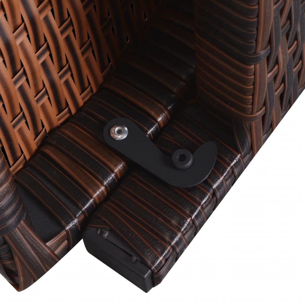 Folding Sun Lounger with Cushion Poly Rattan Brown