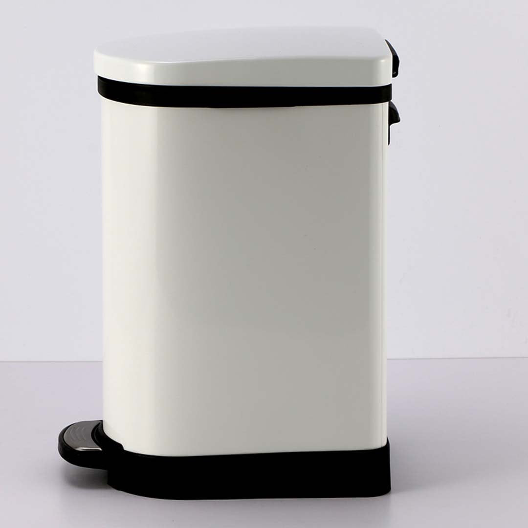 Kitchen Bins Foot Pedal Stainless Steel Rubbish Recycling Garbage Waste Trash Bin 10L U White