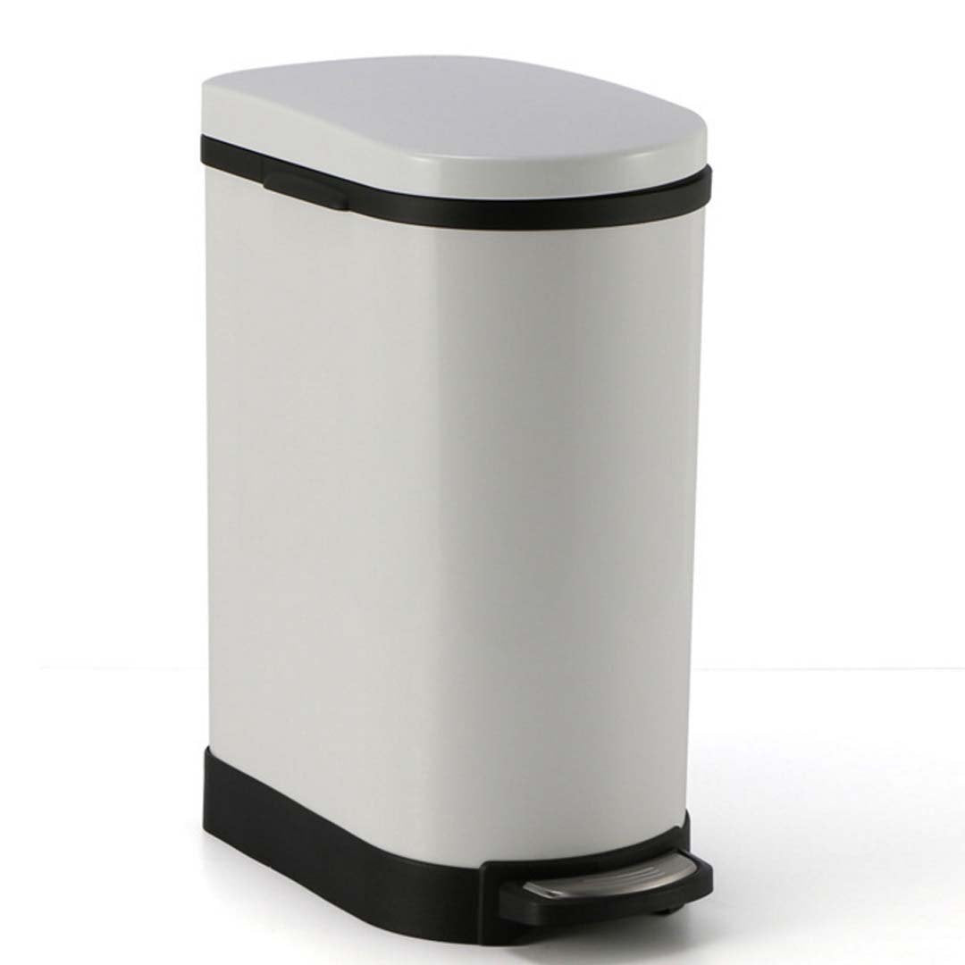 Kitchen Bins Foot Pedal Stainless Steel Rubbish Recycling Garbage Waste Trash Bin 10L U White