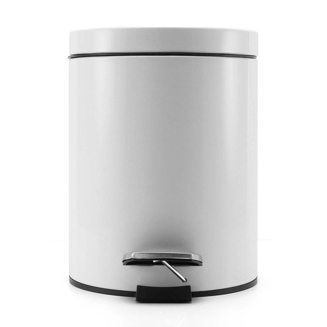 Kitchen Bins Foot Pedal Stainless Steel Rubbish Recycling Garbage Waste Trash Bin Round 7L White