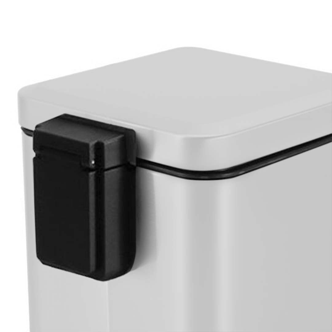 Kitchen Bins Foot Pedal Stainless Steel Rubbish Recycling Garbage Waste Trash Bin Square 6L White