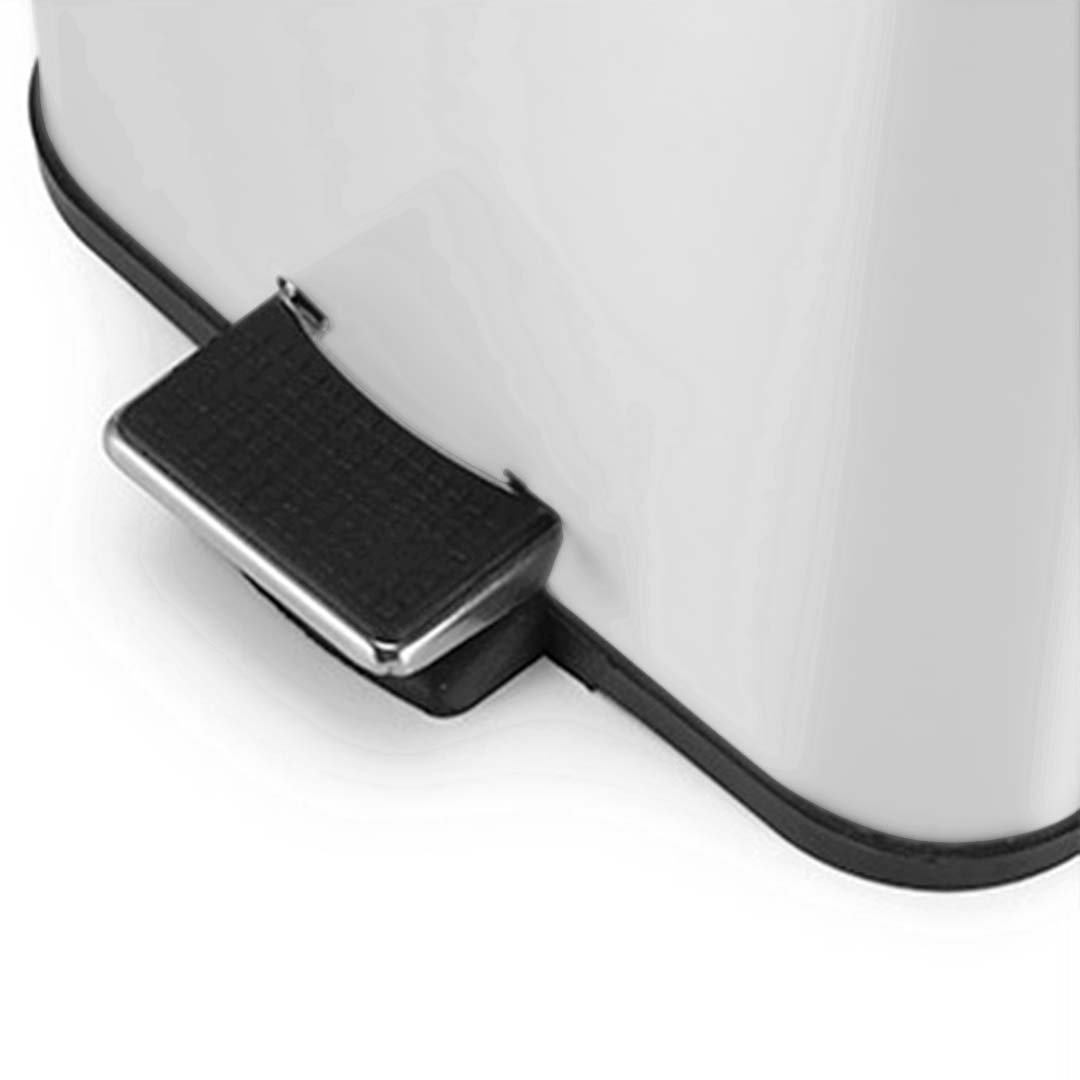 Kitchen Bins Foot Pedal Stainless Steel Rubbish Recycling Garbage Waste Trash Bin Square 6L White