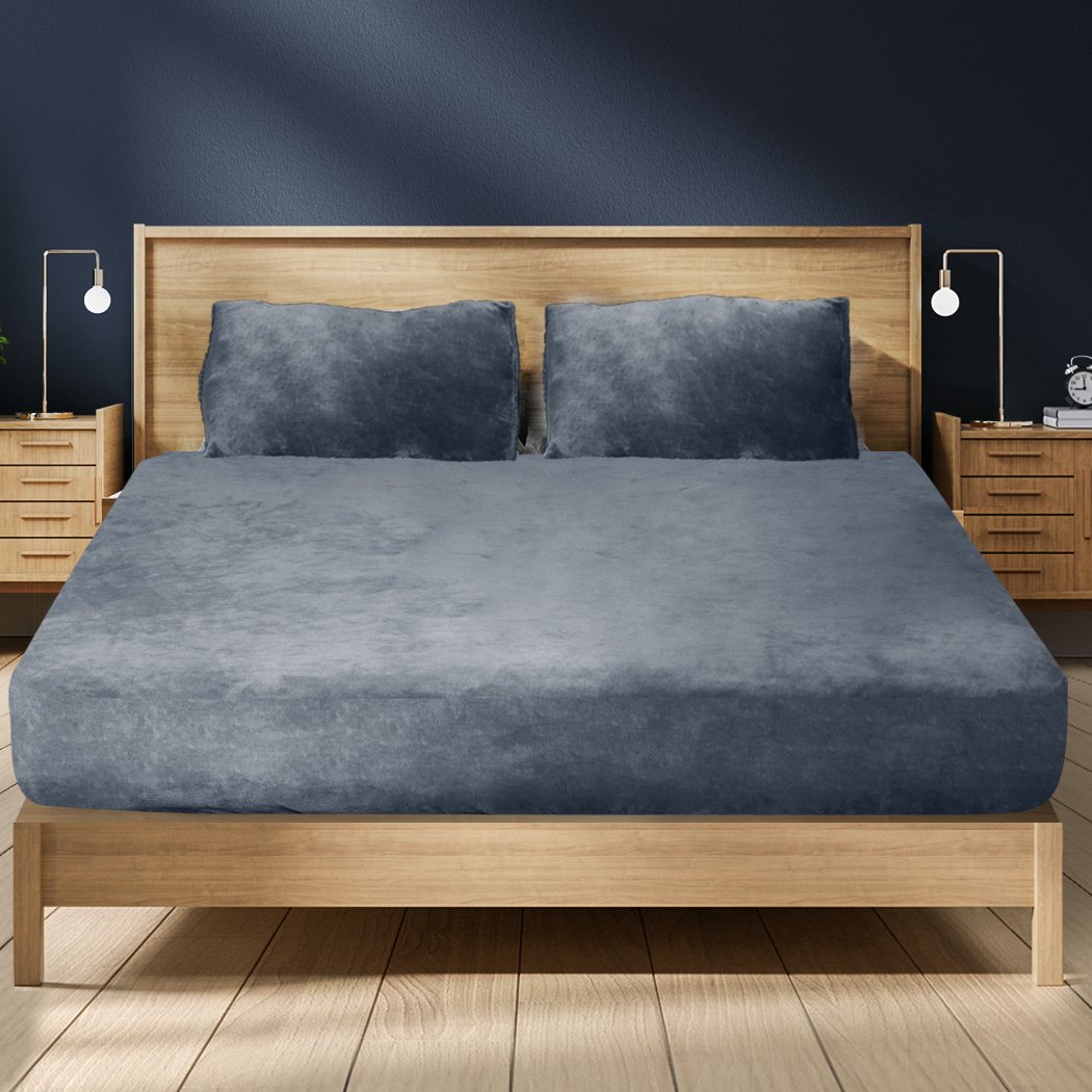 Bedding Set Fully elastic fitted sheet Dark Grey King