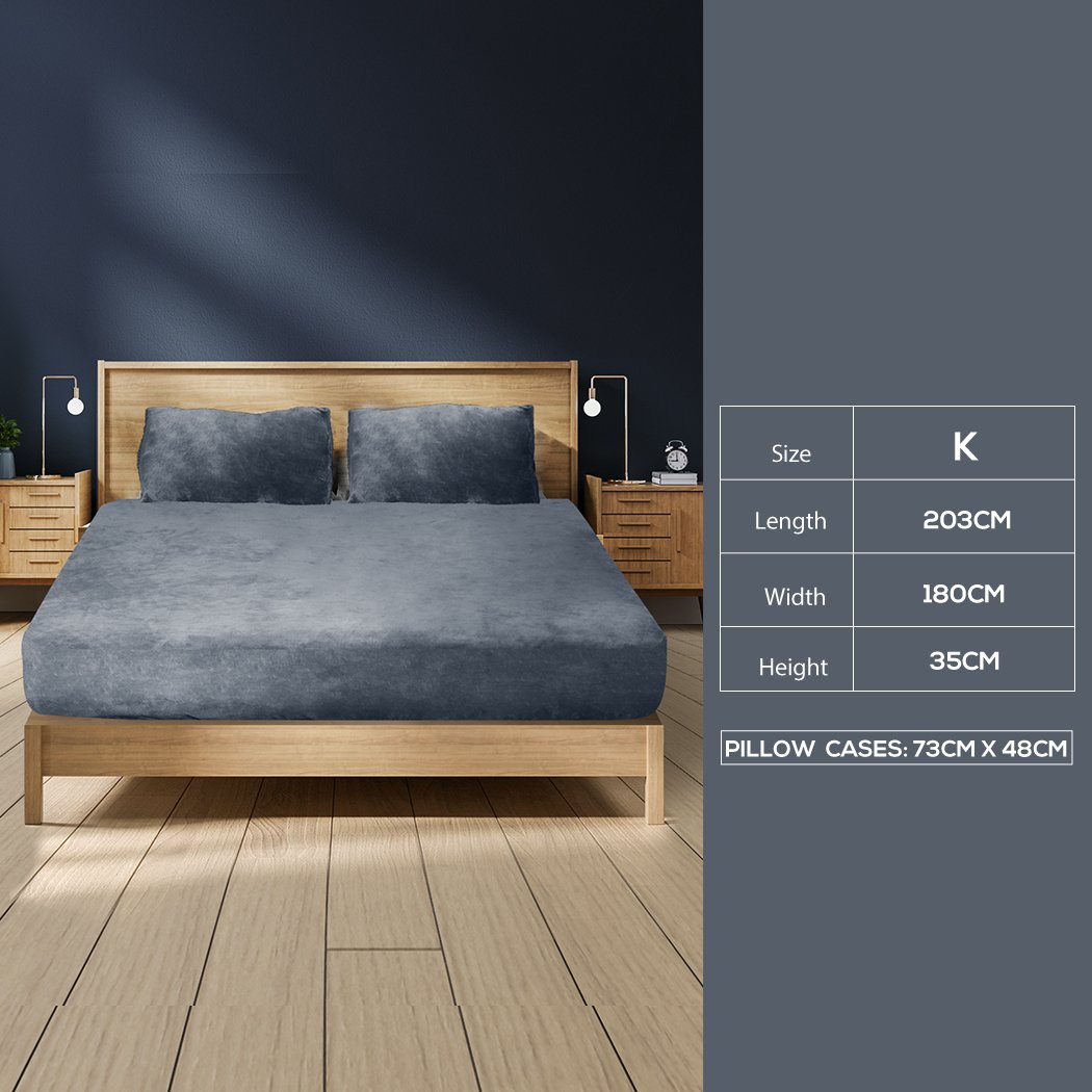 Bedding Set Fully elastic fitted sheet Dark Grey King