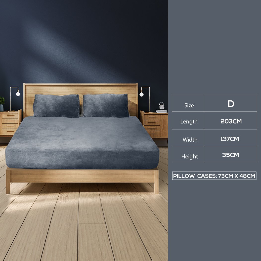 Bedding Set Fully elastic fitted sheet Double Size Dark Grey