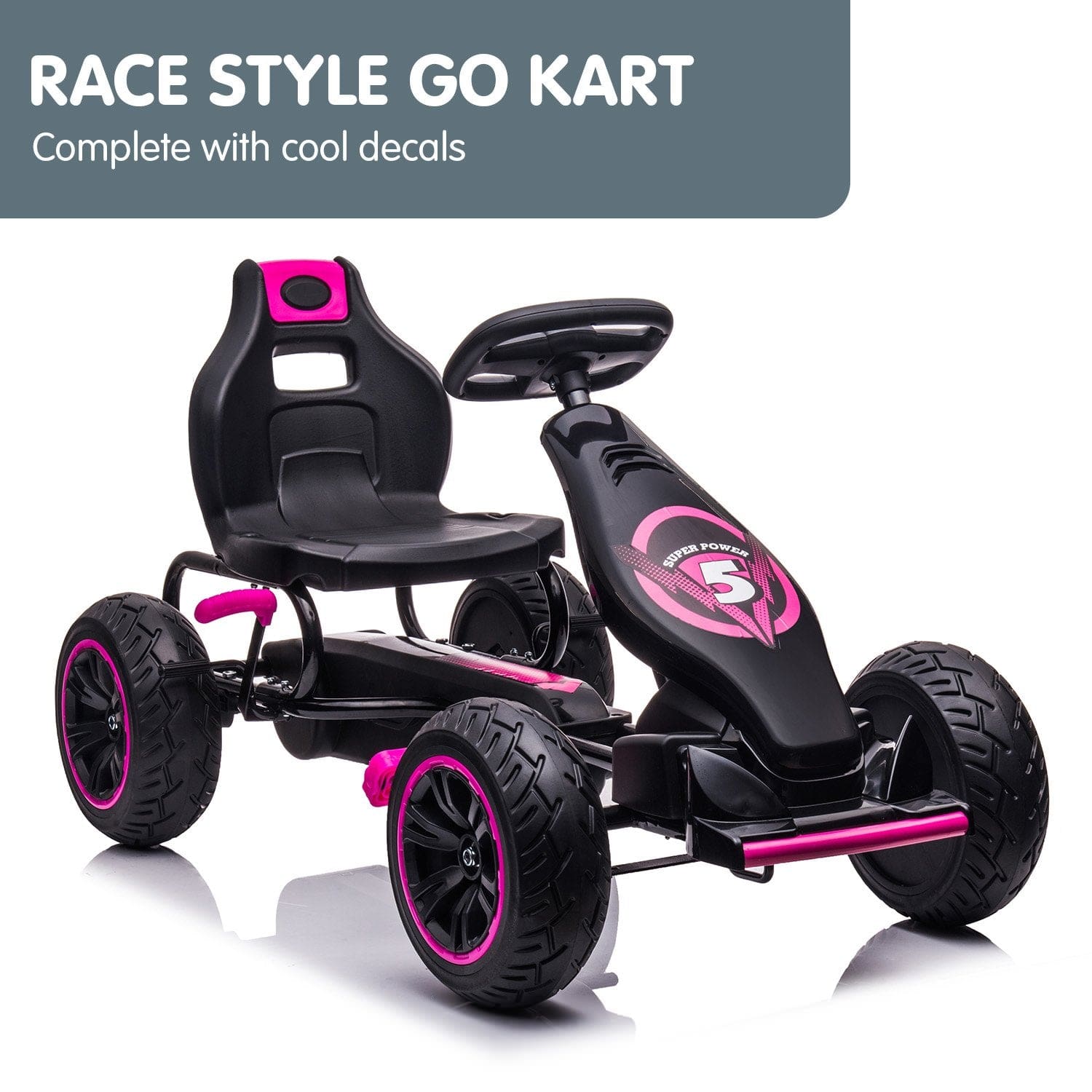 G18 Kids Ride On Pedal Go Kart - Rose Pink