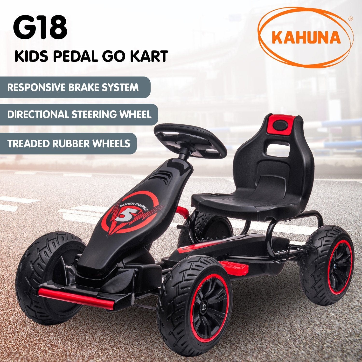 G18 Kids Ride On Pedal Powered Go Kart Racing Style - Red