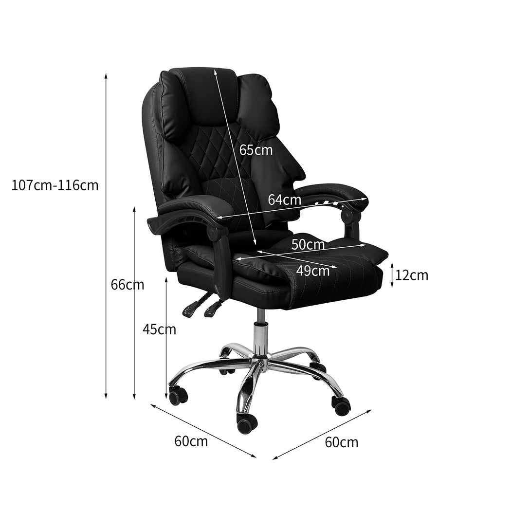 Gaming Chair PU Leather Office Computer Seat Recliner Black