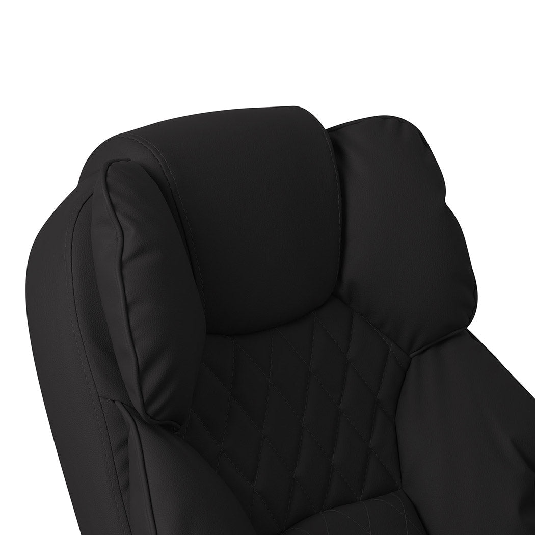 Gaming Chair PU Leather Office Computer Seat Recliner With Footrest Black