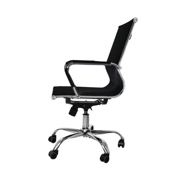 office & study Gaming Chairs PU Mat Seat Mid-Back Computer Black